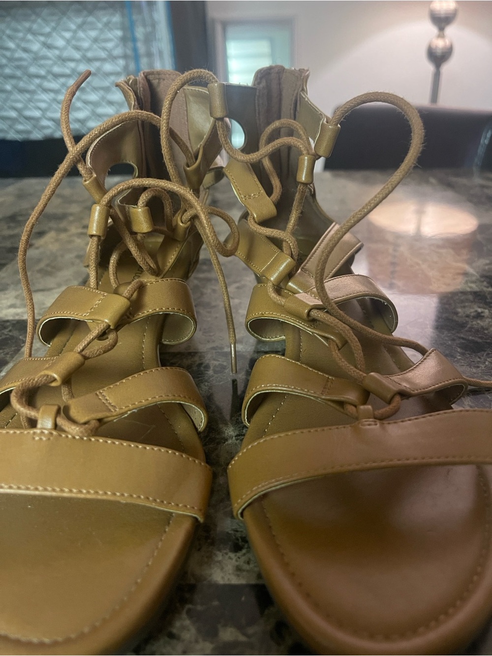 American Living Lace-Up Gladiator Sandals in Tan
